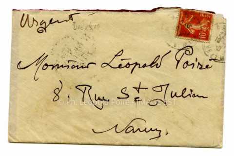 Enveloppe expédiée par Victor Prouvé (Nancy)